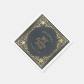 80e verjaardag blauw goud  Elegant Script Servet (Hoek)
