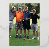 80e verjaardag Blauw goud folie foto bier Uitnodiging (Achterkant)