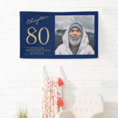 80e verjaardag blauw goud foto spandoek (Insitu)