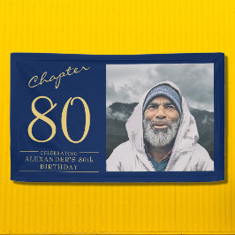 80e verjaardag blauw goud foto spandoek