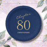 80e verjaardag Blauw Goud Hoofdstuk 80 Papieren Bordje<br><div class="desc">Maak de 80ste verjaardagsviering van uw geliefde elegant en onvergetelijk met onze prachtige Blue Gold papieren borden van Zazzle. Ontdek hoe deze aanpasbare papieren borden uw evenement en creëer onvergetelijke momenten kunnen verheffen in ons exclusieve artikel.</div>