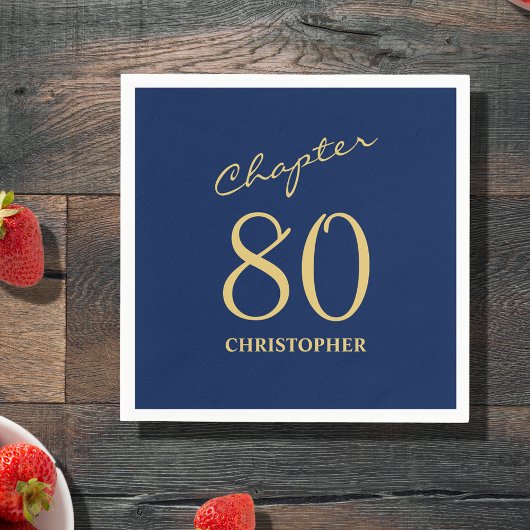 80e verjaardag Blauw Goud Hoofdstuk 80 Servet