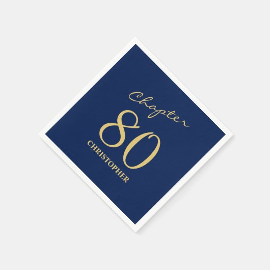 80e verjaardag Blauw Goud Hoofdstuk 80 Servet (Hoek)