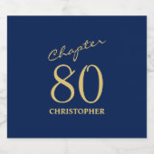 80e verjaardag Blauw Goud Hoofdstuk 80 Sparkling Wijnetiket (Enkel label)