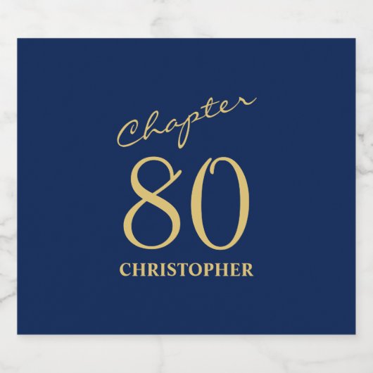 80e verjaardag Blauw Goud Hoofdstuk 80 Sparkling Wijnetiket (Enkel label)