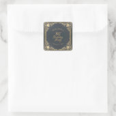 80e verjaardag  blauw goud script Elegant Vierkante Sticker (Tas)