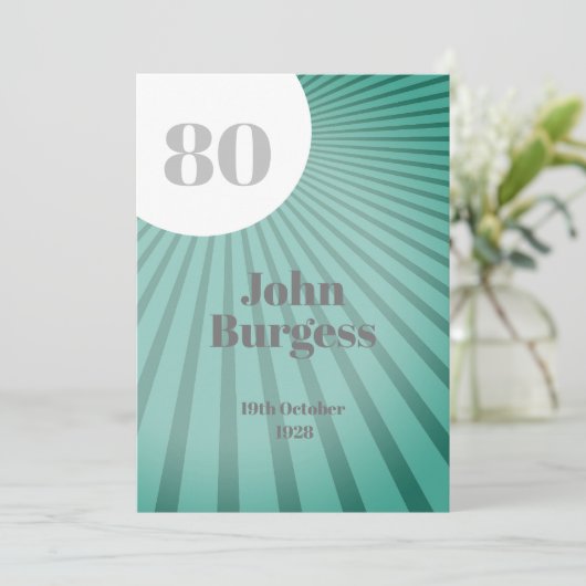 80e verjaardag Blauw Mannelijk Moderne Verjaardag Kaart (Staand voorkant)