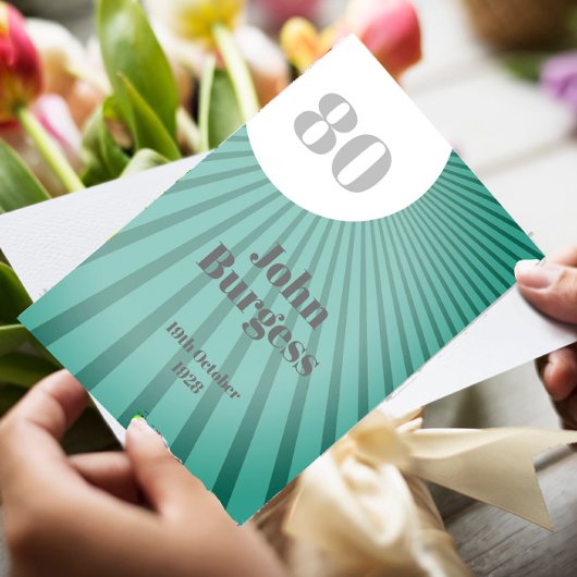 80e verjaardag Blauw Mannelijk Moderne Verjaardag Kaart