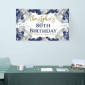 80e verjaardag blauwe ballonnen feest welkom spandoek (Beurs)