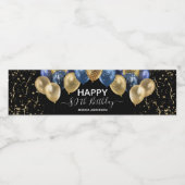 80e verjaardag blauwe goudballonnen waterfles etiket (Enkel label)