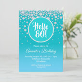 80e verjaardag blauwgroen blauwe diamanten glitter kaart (Staand voorkant)