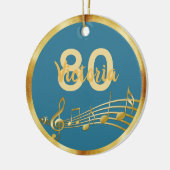 80e verjaardag blauwgroen blauwe groene gouden muz keramisch ornament (Links)