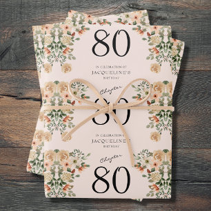 80e verjaardag Bloemen Inpakpapier Vel