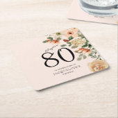 80e verjaardag  Bloemen Kartonnen Onderzetters (Schuin)