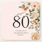 80e verjaardag  Bloemen Kartonnen Onderzetters (Voorkant)