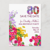 80e verjaardag Bloemen Modern 80 Aankondigingskaart (Voorkant)
