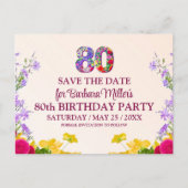 80e verjaardag Bloemen Modern 80 jaar feest Aankondigingskaart (Voorkant)