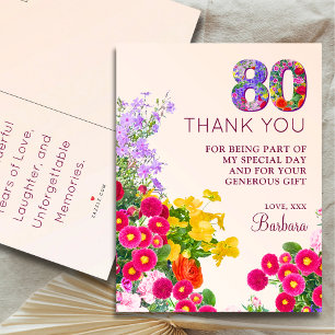 80e verjaardag Bloemen Modern 80 jaar feest Aankondigingskaart