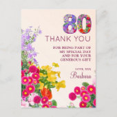 80e verjaardag Bloemen Modern 80 jaar feest Aankondigingskaart (Voorkant)