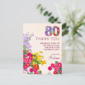 80e verjaardag Bloemen Modern 80 jaar feest Aankondigingskaart (Staand voorkant)