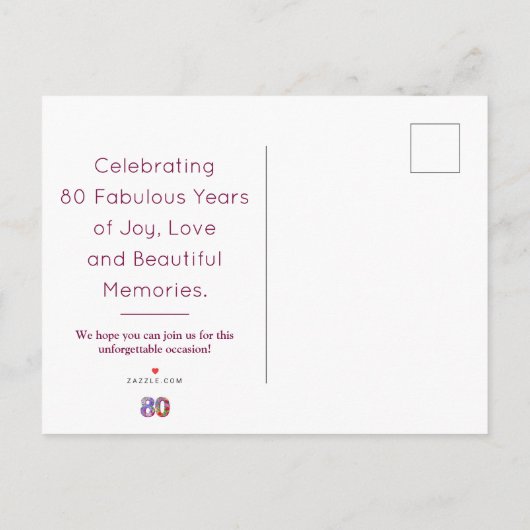 80e verjaardag Bloemen Modern 80 jaar feest Aankondigingskaart (Achterkant)
