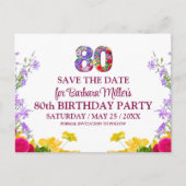 80e verjaardag Bloemen Modern 80 jaar feest Aankondigingskaart (Voorkant)