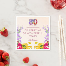 80e verjaardag Bloemen Modern 80 jaar feest elegan Servet