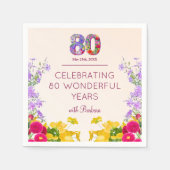 80e verjaardag Bloemen Modern 80 jaar feest elegan Servet (Voorkant)