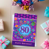 80e Verjaardag Bloemen Roze Groene Inspirerende Ka Kaart