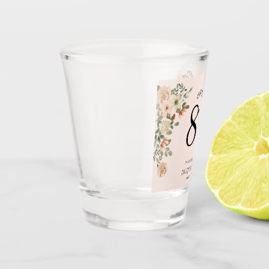 80e verjaardag Bloemen Shot Glas (Links)