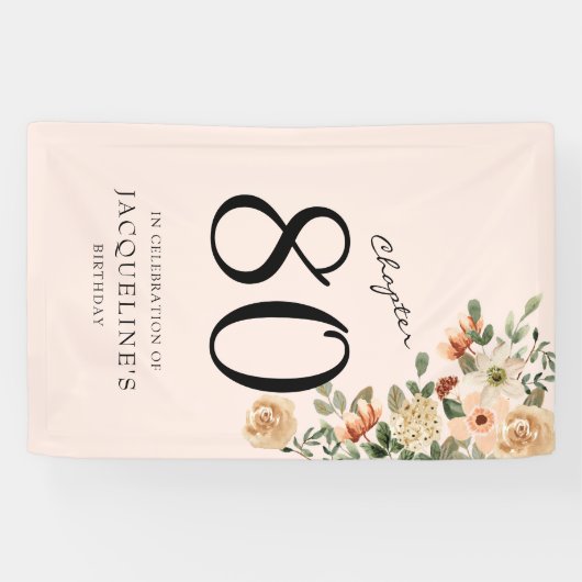 80e verjaardag Bloemen Spandoek (Horizontaal)