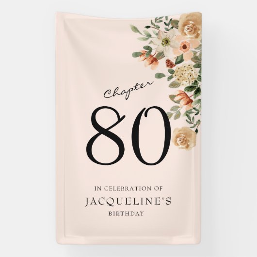 80e verjaardag  Bloemen Spandoek (Verticaal)