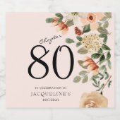 80e verjaardag  Bloemen Sparkling Wijnetiket (Enkel label)