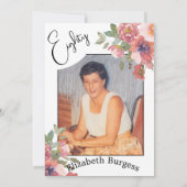 80e verjaardag bloemenfoto elegante verjaardag kaart (Achterkant)