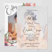 80e verjaardag bloemenfoto elegante verjaardag kaart (Voorkant / Achterkant)