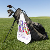 80e verjaardag bloemenkleurrijke naam golf handdoe golfhanddoek (Groen)