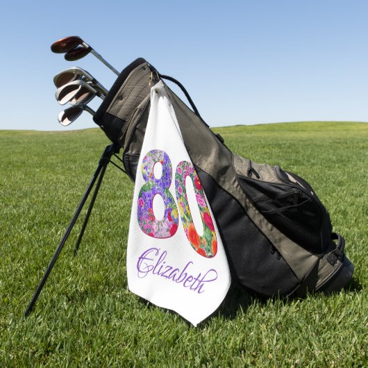 80e verjaardag bloemenkleurrijke naam golf handdoe golfhanddoek (Groen)