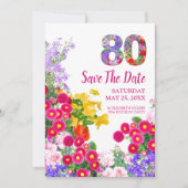 80e verjaardag bloemenmodern Save The Date Kaart (Voorkant)