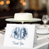 80e verjaardag Bloemennummer Kustblauw Bedankkaart