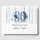 80e verjaardag Bloemennummer Kustblauw Gastenboek (Voorkant)