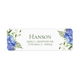 80e verjaardag Blue Hydrangeas retouradres Etiket