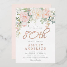 80e verjaardag Blush Bloemen Roos Goud