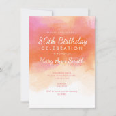 80e verjaardag Blush Pink Waterverf Kaart (Voorkant)