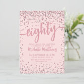 80e Verjaardag Blush Roze Goud Kaart (Staand voorkant)