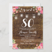 80e verjaardag Boho Floral Birthday Kaart (Voorkant)