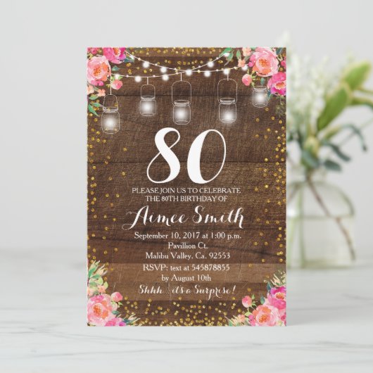 80e verjaardag Boho Floral Birthday Kaart (Staand voorkant)