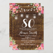 80e verjaardag Boho Floral Birthday Kaart (Voorkant / Achterkant)