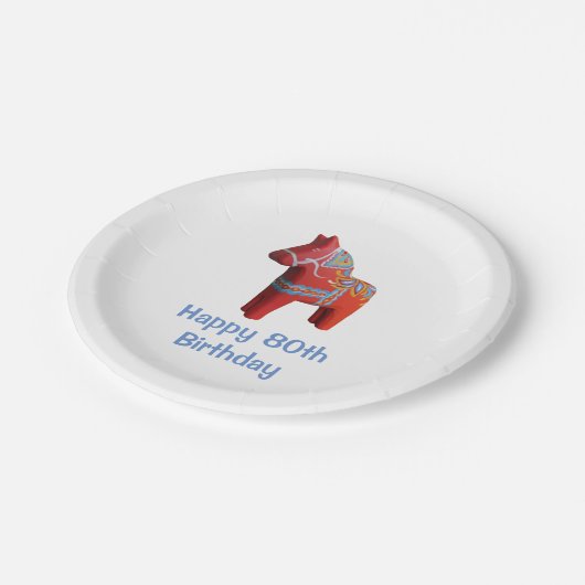 80e verjaardag Bord van het paardenpapier van Dala (Gekanteld)