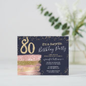 80e verjaardag Briefkaart Glitter Cake Surprise Pa (Staand voorkant)