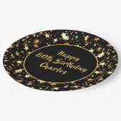 80e verjaardag Brush Script Gold Stars Custom Blac Papieren Bordje (Gekanteld)